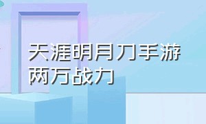 天涯明月刀手游两万战力（天涯明月刀手游30万战力什么水平）