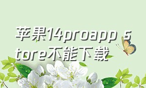 苹果14proapp store不能下载（苹果14 pro max无法连接app store）