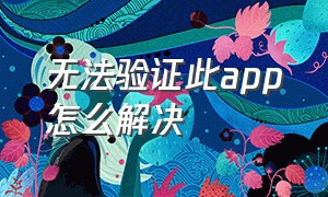 无法验证此app怎么解决