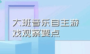 大班音乐自主游戏观察要点