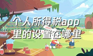 个人所得税app里的设置在哪里（个人所得税app的基本操作细节流程）