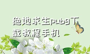 绝地求生pubg下载教程手机（pubg绝地求生下载链接）