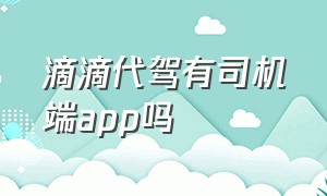 滴滴代驾有司机端app吗（滴滴代驾司机端app现在怎么下载）