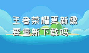 王者荣耀更新需要重新下载吗（王者荣耀重新下载和更新有区别吗）