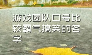 游戏团队口号比较霸气搞笑的名字（游戏团队口号比较霸气搞笑的名字有哪些）