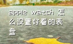 apple watch 怎么设置好看的表盘（applewatch怎么弄自己喜欢的表盘）