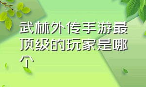 武林外传手游最顶级的玩家是哪个