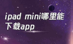 ipad mini哪里能下载app