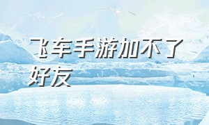 飞车手游加不了好友（qq飞车手游怎么添加好友）