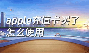 apple充值卡买了怎么使用（apple充值卡买了怎么使用不了）