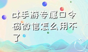 cf手游专属口令码微信怎么用不了（cf手游口令吗）