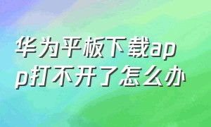 华为平板下载app打不开了怎么办