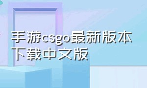 手游csgo最新版本下载中文版