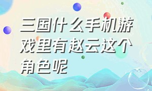 三国什么手机游戏里有赵云这个角色呢（哪个三国游戏里的赵云帅还很强）