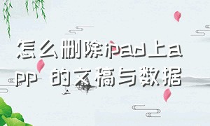 怎么删除ipad上app 的文稿与数据