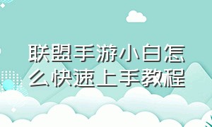 联盟手游小白怎么快速上手教程