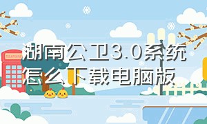 湖南公卫3.0系统怎么下载电脑版（湖南省公共卫生3.0系统在哪登录）