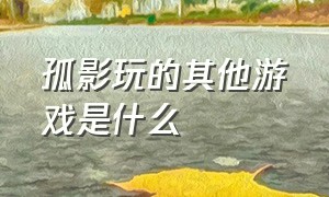 孤影玩的其他游戏是什么（孤影一共几个游戏账号）