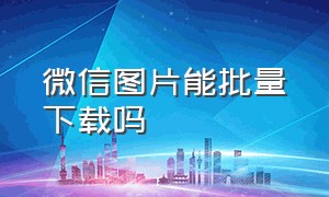 微信图片能批量下载吗（微信打包的图片怎么批量下载）