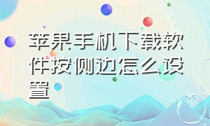 苹果手机下载软件按侧边怎么设置（苹果手机侧边按键下载app在哪设置）