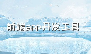 前端app开发工具（app源码前端开发工具）