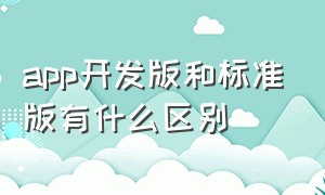 app开发版和标准版有什么区别