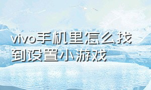 vivo手机里怎么找到设置小游戏（vivo手机里怎么找到设置小游戏界面）