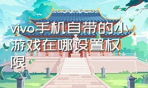 vivo手机自带的小游戏在哪设置权限（vivo手机怎么设置禁止下游戏）