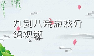 九剑八荒游戏介绍视频（怎样开一个御剑八荒游戏）