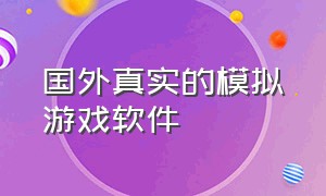 国外真实的模拟游戏软件（超级真实现实的模拟游戏）