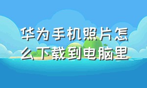 华为手机照片怎么下载到电脑里