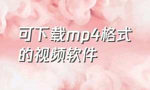 可下载mp4格式的视频软件（直接下载mp4格式视频）