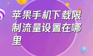 苹果手机下载限制流量设置在哪里