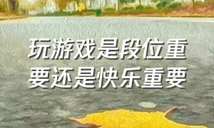 玩游戏是段位重要还是快乐重要