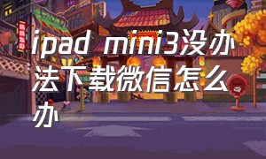 ipad mini3没办法下载微信怎么办（ipad mini 版本太低下载不了微信）