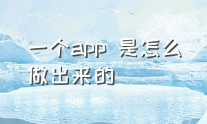 一个app 是怎么做出来的（一个app是怎么做的）