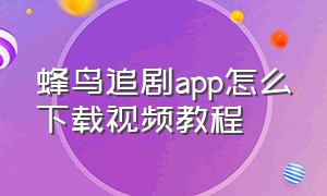 蜂鸟追剧app怎么下载视频教程