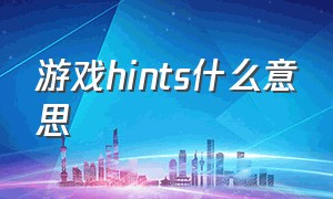 游戏hints什么意思（游戏中slots什么意思）