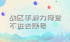 战区手游为何登不进去账号