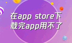 在app store下载完app用不了（为什么我在app store下载不了）