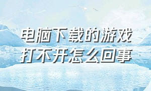 电脑下载的游戏打不开怎么回事