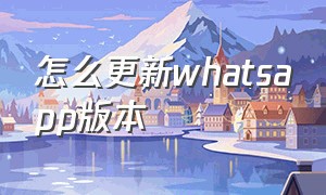 怎么更新whatsapp版本（whatsapp最新版本安装 详细）