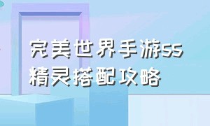 完美世界手游ss精灵搭配攻略（完美世界手游月仙精灵攻略）