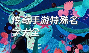 传奇手游特殊名字大全