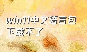 win11中文语言包下载不了（windows 11 中文语言包下载）