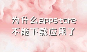 为什么appstore不能下载应用了