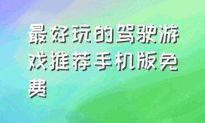 最好玩的驾驶游戏推荐手机版免费（手机上最真实的驾驶类游戏下载）