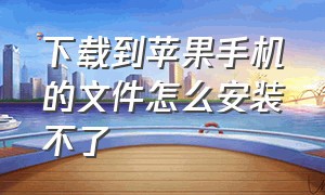 下载到苹果手机的文件怎么安装不了（苹果手机下载好的东西怎么安装）