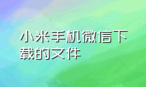 小米手机微信下载的文件（小米手机微信下载的文件在哪个目录）