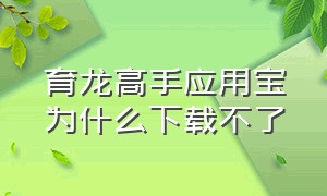 育龙高手应用宝为什么下载不了